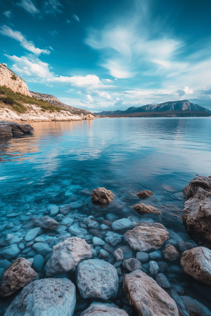 Coastal shoreline with clear turquoise water