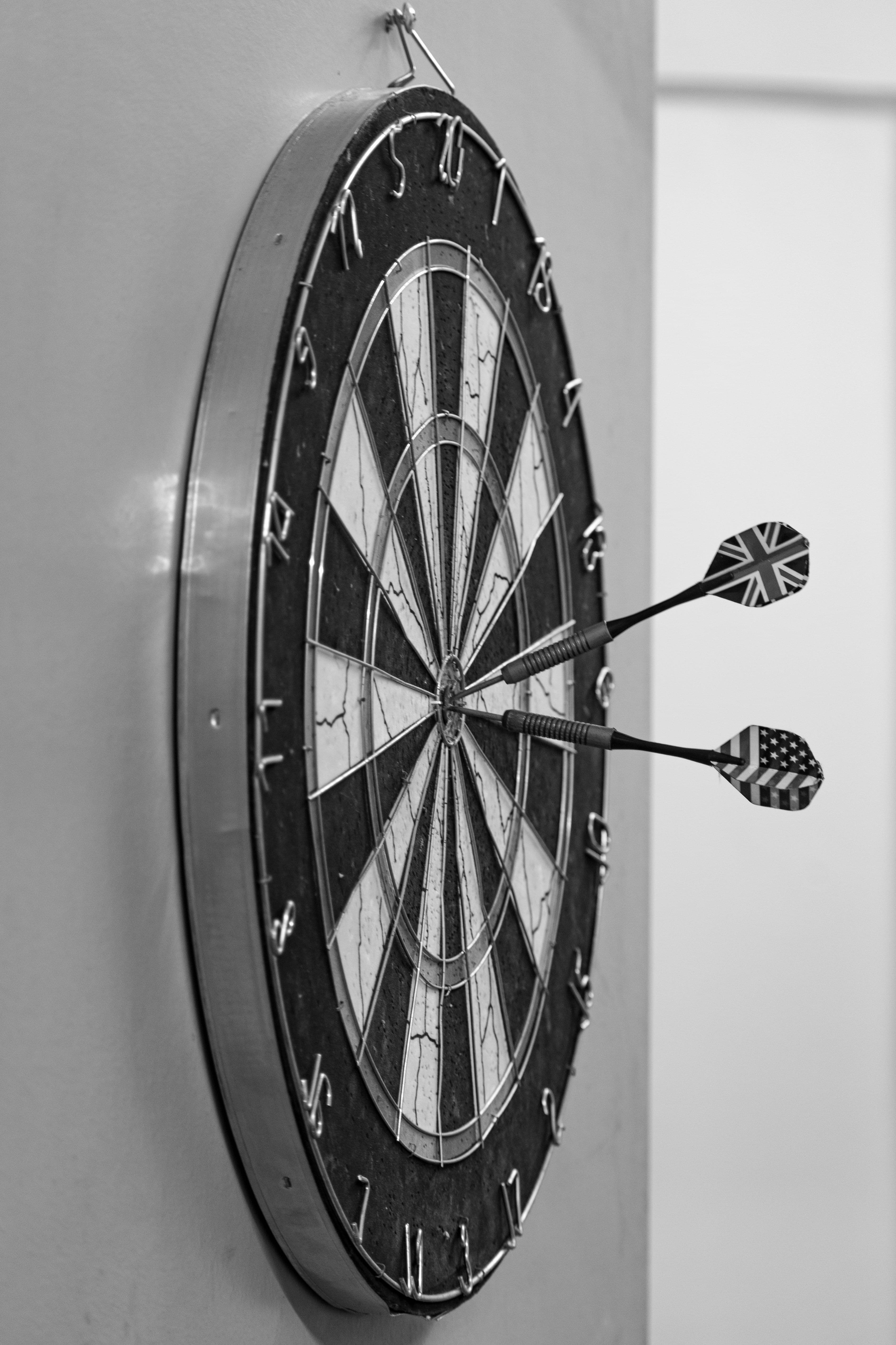 Dartboard with darts