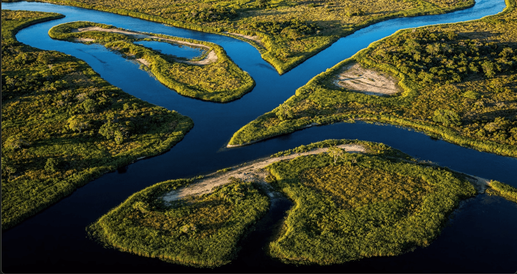 Aerial view of river lagoon
